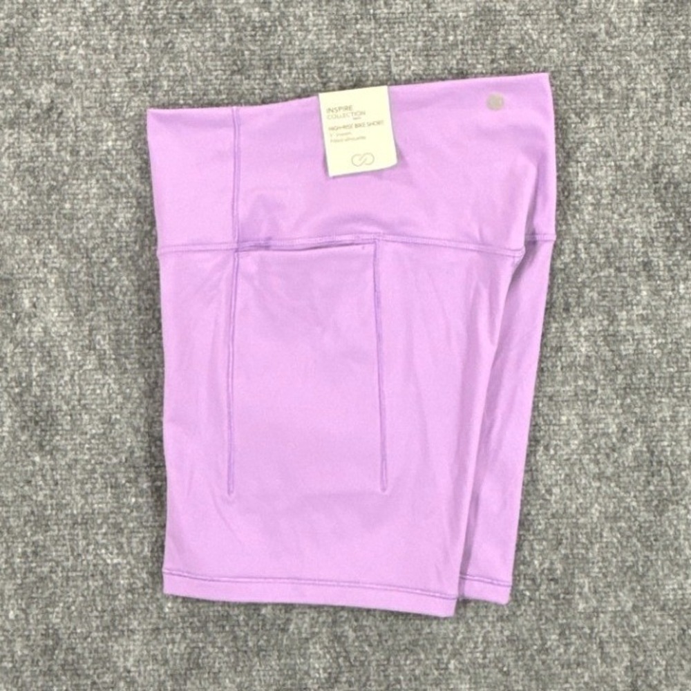CALIA Inspire Bike Shorts Womens Small Light Purple High Rise 5in Pockets NWT